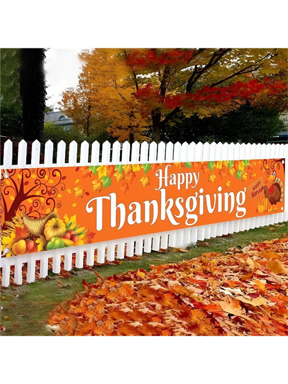 120x20 Inch Yard Banner for Thanksgiving Decorations Outdoor Happy thanksgiving